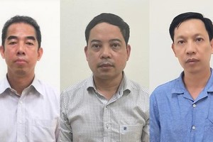 Từ trái qua: Bị can Tô Anh Dũng, Phạm Trung Kiên và Vũ Anh Tuấn - Ảnh: CACC