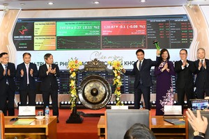 Lễ đánh cồng khai trương phiên giao dịch chứng khoán đầu năm 2026 được tổ chức tại Sở Giao dịch Chứng khoán Hà Nội