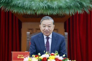 Tổng Bí thư Tô Lâm tại cuộc điện đàm với Tổng thống Liên bang Nga Vladimir Putin. Ảnh: TTXVN