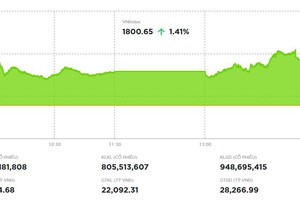 Sắc đỏ chiếm ưu thế, VN-Index vẫn vượt mốc 1.800 điểm 