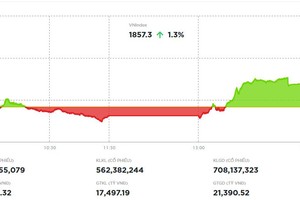 Kéo trụ, VN-Index quay đầu tăng vọt trong phiên chiều 22/4 