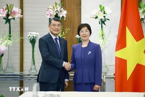 Thủ tướng Lê Minh Hưng tiếp bà Trâu Gia Di, Chủ tịch Ngân hàng Đầu tư Cơ sở hạ tầng Châu Á (AIIB). (Ảnh: Dương Giang/TTXVN)