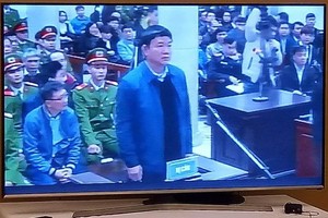 Các bị cáo tại tòa (ảnh chụp qua màn hình)