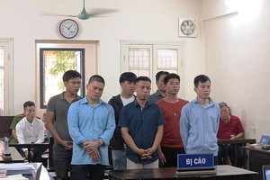Các bị cáo tại phiên tòa năm 2018.