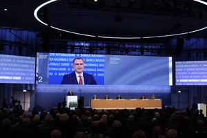 Thomas Jordan, Chủ tịch Ngân hàng Quốc gia Thụy Sĩ (SNB) phát biểu trong cuộc họp ĐHCĐ thường niên ngày 28/4/2023