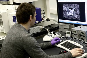 Các chuyên gia phân tích các kháng thể trong phòng thí nghiệm FMBA. Ảnh: TASS.