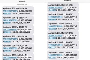 Tài khoản của một khách hàng Agribank liên tục bị rút tiền tối 25/4.