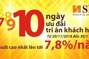 SHB tăng lãi suất huy động lên 7,8%/năm với sổ từ 5 tỷ đồng, kỳ hạn 12 tháng trở lên