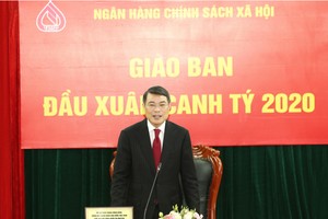 Thống đốc Lê Minh Hưng, kiêm Chủ tịch HĐQT Ngân hàng Chính sách Xã hội phát biểu tại buổi giao ban