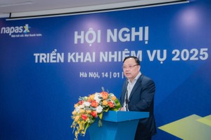 Vụ Trưởng Vụ Thanh toán NHNN Phạm Anh Tuấn phát biểu chỉ đạo tại hội nghị