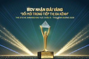 BIDV giành Giải Vàng hạng mục “Đổi mới trong tiếp thị đa kênh” 2026 khu vực Châu Á - Thái Bình Dương do Stevie Awards trao tặng.