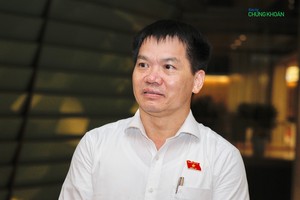 Đại biểu Dương Khắc Mai trả lời báo chí bên hành lang Quốc hội (Ảnh: M.Minh)