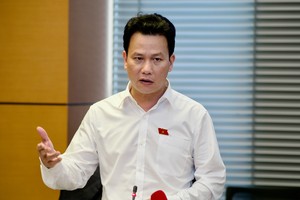 Bộ trưởng Bộ Tài nguyên và Môi trường Đặng Quốc Khánh phát biểu tại một phiên họp tổ Quốc hội (Ảnh: M.Minh)