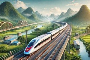Tuyến đường sắt cao tốc Bắc-Nam (ảnh vẽ Al) - Nguồn ảnh: chinhphu.vn