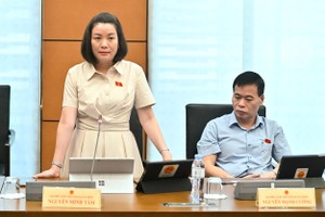 Đại biểu Nguyễn Minh Tâm (đoàn Quảng Bình) phát biểu tại tổ sáng 31/10.