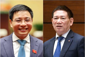 Bộ trưởng Bộ Giao thông Vận tải Nguyễn Văn Thắng và Phó thủ tướng - Bộ trưởng Bộ Tài chính Hồ Đức Phớc.
