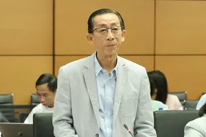 Đại biểu Trần Hoàng Ngân (đoàn TP Hồ Chí Minh) phát biểu tại tổ sáng 23/10 về dự thảo Luật Phá sản (sửa đổi)