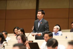 Đại biểu Quốc hội Lê Thanh Hoàn (đoàn Thanh Hoá) phát biểu ở hội trường sáng 11/4 (Ảnh: Quốc hội)