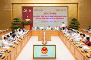 Ban Thường vụ Đảng uỷ Chính phủ và Quốc hội họp bàn chuẩn bị Kỳ họp thứ Hai, Quốc hội khóa XVI.Nguồn: quochoi.vn