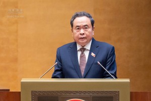 Chủ tịch Quốc hội Trần Thanh Mẫn phát biểu khai mạc Kỳ họp thứ hai- Quốc hội khoá XVI sáng 17/10 (Ảnh: Cổng TTĐT Quốc hội)
