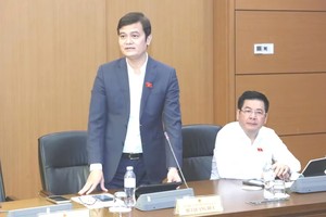 Đại biểu Bùi Quang Huy (đoàn Gia Lai) phát biểu tại thảo luận tổ chiều 19/10.