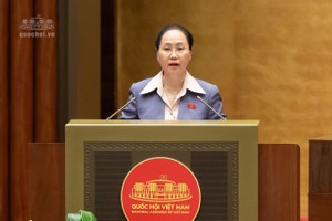 Bộ trưởng Bộ Văn hoá, Thể thao và Du lịch Lâm Thị Phương Thanh trình bày Tờ trình dự án Luật Phát triển công nghiệp văn hoá sáng 24/10.