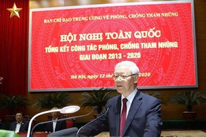 Tổng bí thư, Chủ tịch nước Nguyễn Phú Trọng phát biểu kết luận hội nghị.