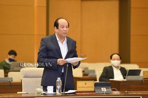 Bộ trưởng, Chủ nhiệm Văn phòng Chính phủ Mai Tiến Dũng trình bày báo cáo (Ảnh Quochoi.vn)