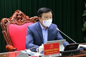 Ông Phạm Xuân Thăng, Bí thư Tỉnh ủy Hải Dương chủ trì hội nghị trực tuyến phòng, chống dịch Covid-19 của Ban Thường vụ Tỉnh ủy ngày 22/02