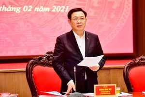 Bí thư Thành ủy Hà Nội Vương Đình Huệ tin tưởng, việc thống nhất các định hướng lớn vào Quy hoạch phân khu sông Hồng sẽ đáp ứng được sự ủng hộ và mong chờ của Nhân dân (Ảnh: Thanh Hải).