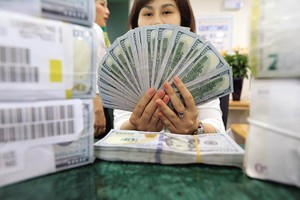 Sau khi Fed tuyên bố không điều chỉnh lãi suất USD (ngày 16/6), giá bán USD tăng 50 - 60 đồng/USD. Ảnh: Đ.T