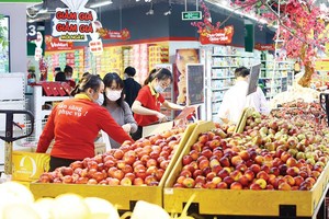 Các loại trái cây nhập khẩu từ Mỹ được bày bán tại nhiều siêu thị ở Việt Nam. Ảnh: ĐT