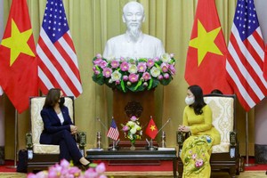Phó Chủ tịch nước Võ Thị Ánh Xuân tiếp Phó Tổng thống Hoa Kỳ Kamala Harris (Ảnh: BNG)