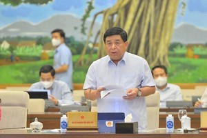 Bộ trưởng Bộ Kế hoạch và Đầu tư Nguyễn Chí Dũng báo cáo tại phiên họp. 