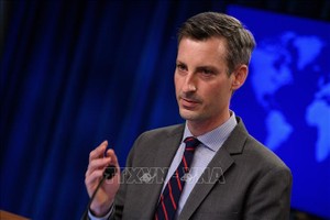 Người phát ngôn Bộ Ngoại giao Mỹ Ned Price phát biểu tại một cuộc họp báo ở Washington, DC. Ảnh: AFP/TTXVN 