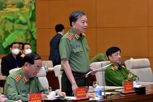 Bộ trưởng Bộ Công an Tô Lâm tại cuộc làm việc.