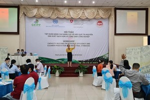 Các chuyên gia đến từ Dự án đã chỉ ra nhiều lợi ích khi doanh nghiệp áp dụng giải pháp sử dụng hiệu quả tài nguyên, sản xuất sạch và cộng sinh công nghiệp theo mô hình khu công nghiệp sinh thái. Ảnh: Trọng Tín