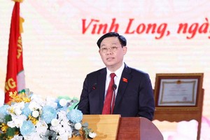 Chủ tịch Quốc hội Vương Đình Huệ phát biểu tại Lễ kỷ niệm.