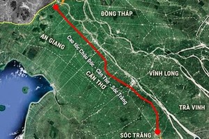 Hướng tuyến cao tốc Châu Đốc – Cần Thơ – Sóc Trăng.