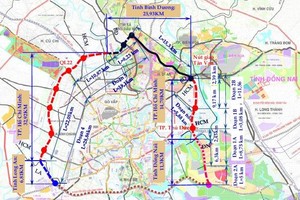 Sơ đồ hướng tuyến đường vành đai 3, TP.HCM - Nguồn : Ban quản lý dự án đầu tư xây dựng các công trình giao thông TP.HCM