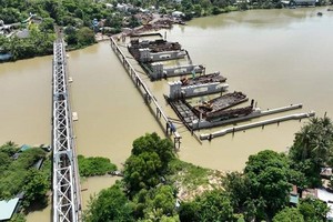 Dự án Đập ngăn mặn Sông Cái, Nha Trang, tỉnh Khánh Hòa đang trong quá trình triển khai. Ảnh: T.M.N