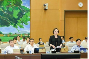 Bộ trưởng Bộ Nội vụ Phạm Thị Thanh Trà phát biểu tại phiên họp.