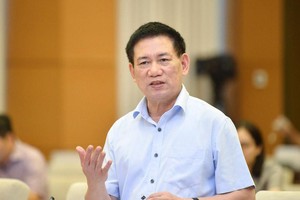 Bộ trưởng Bộ Tài chính Hồ Đức Phớc phát biểu tại phiên thảo luận.