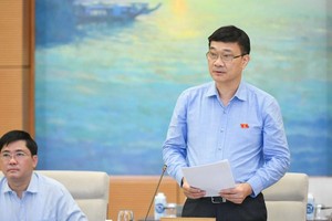 Chủ nhiệm Uỷ ban Kinh tế Vũ Hồng Thanh trình bày báo cáo thẩm tra.