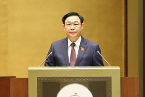 Chủ tịch Quốc hội Vương Đình Huệ phát biểu khai mạc kỳ họp. (Ảnh: Duy Linh).