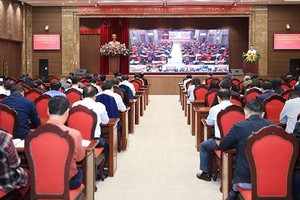 Hơn 33.000 đại biểu đã tham dự hội nghị thông báo kết quả Hội nghị Trung ương 6 do Ban Thường vụ Thành ủy Hà Nội tổ chức. (Ảnh: Phạm Hùng)