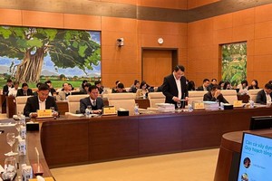 Thứ trưởng Bộ Kế hoạch và Đầu tư Trần Quốc Phương trình bày tờ trình về Quy hoạch. 