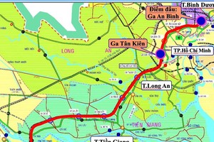 Hướng tuyến đường sắt TP.HCM - Cần Thơ.