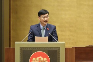 Chủ nhiệm Ủy ban Kinh tế Vũ Hồng Thanh trình bày báo cáo thẩm tra. 