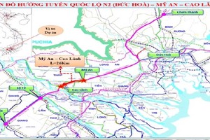 Bản đồ hướng tuyến cao tốc Mỹ An - Cao Lãnh.